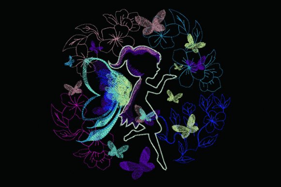 Fairy and Butterfly Embroidery Design