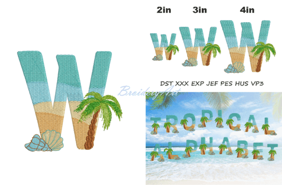 Tropical Font W Review for Embroidery Designers